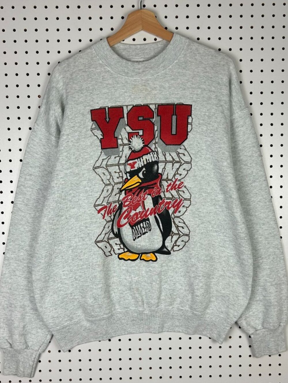 Youngstown State University 90s Crewneck Sweatshirt XL Graphic Penguins FOTL YSU